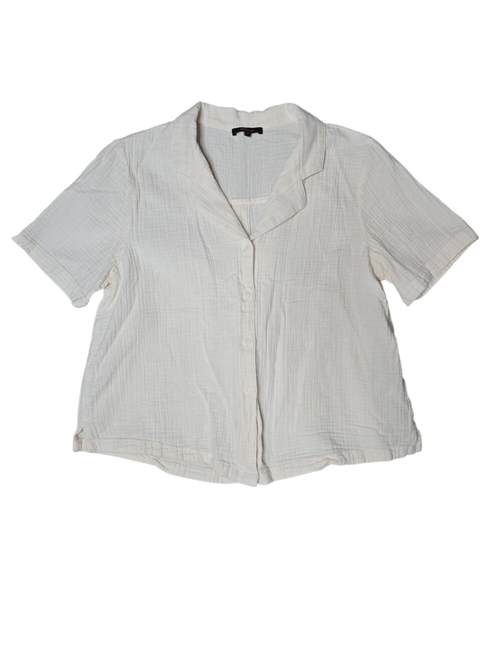 Quince 100% Organic Cotton Gauze Short Sleeve Shirt Vintage Cream M